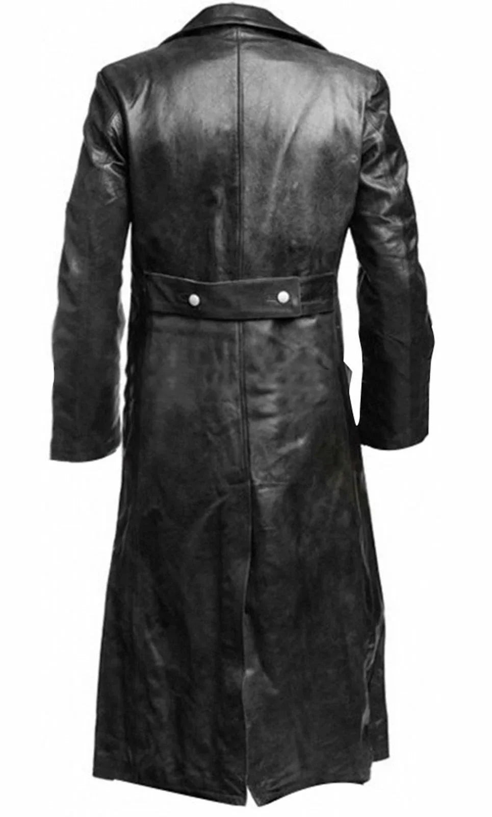 MEN'S GERMAN CLASSIC WW2 MILITARY UNIFORM OFFICER BLACK REAL LEATHER TRENCH COAT