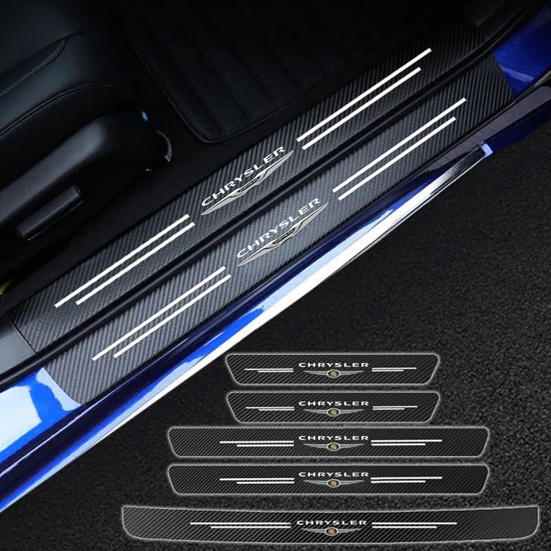 Car Door Sill Protector Carbon Fiber Threshold Decals Stickers For Chrysler 300c Android Town Country Grand Voyager PT Cruiser