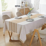 Battilo Linen Tablecloth Rectangular Tables Cloth With Tassel Waterproof Coffee Desks Cover for Dining Table Wedding Decor