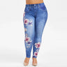 Women's Casual High Waist Jeans Wide Leg Denim Pant Flared Bell Bottom Trousers Ladies Fashion Flower Legging Clothing Plus Size