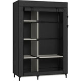 Canvas Wardrobe Portable Closet Wardrobe Clothes Storage with 6 Shelves and Hanging Rail,Non-Woven Fabric