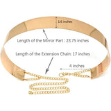 Women Fashion Adjustable Metal Belt Gold Silver Wide Bling Plate Waist Belt Mirror Waist Chain Waistband Cummerbunds pasek