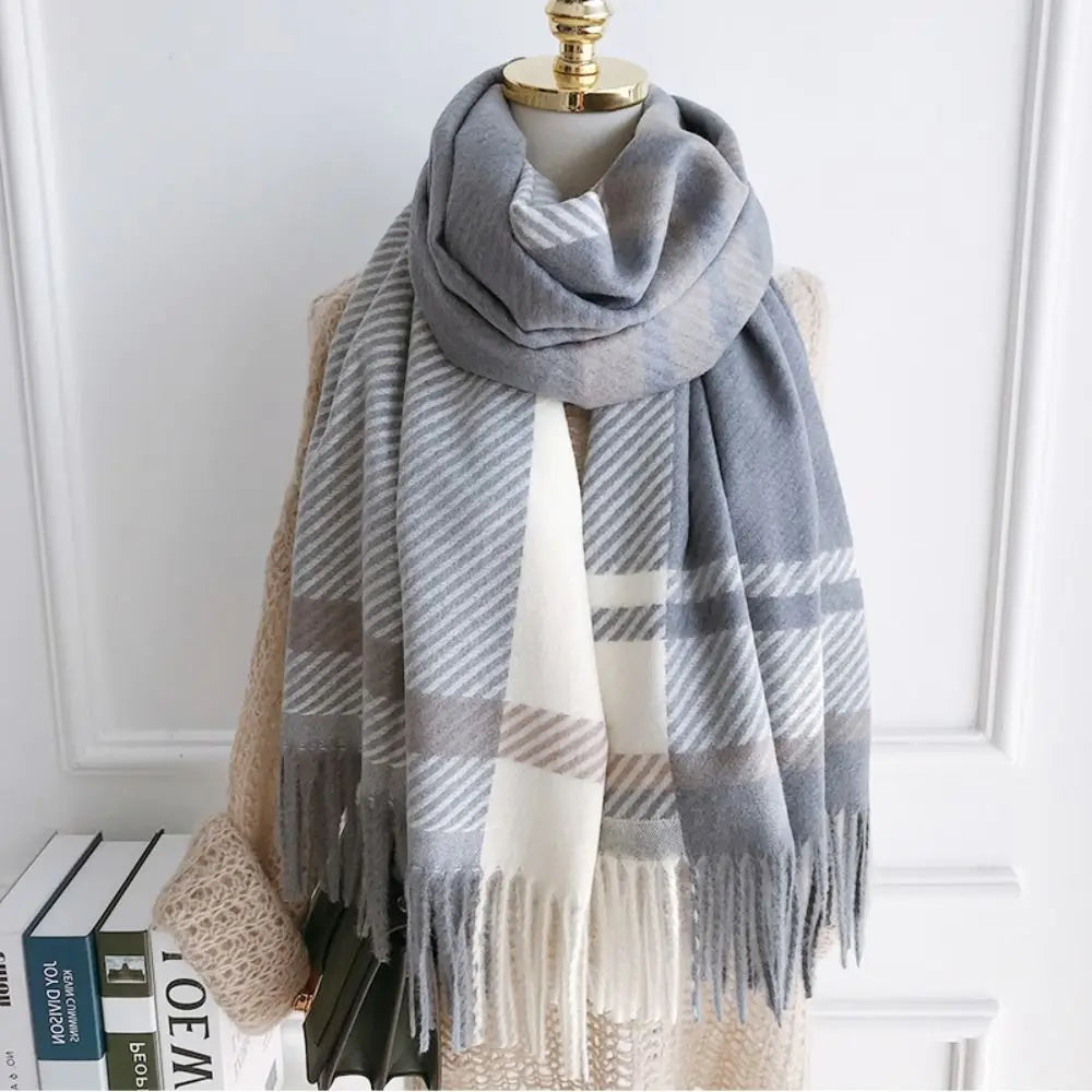 2023 Plaid Wrap Scarve New Vintage Versatile Foulard Bufanda Shawl Pashmina Mujer Preppy Style Women Scarf