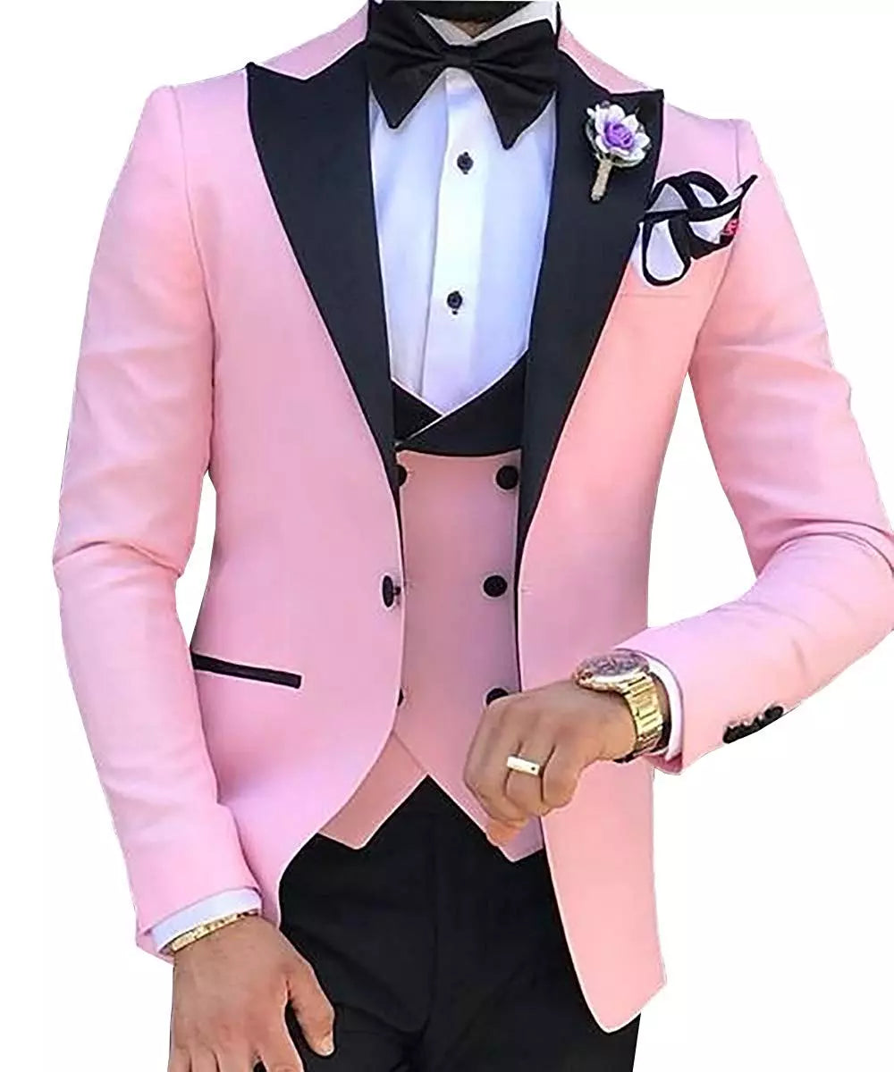 2023 Men 3 Pieces Suits For Men Custom Made Groom Groomsmen Tuxedos Wedding Men Suit Terno Masculino(Jacket+Pant+Vest)