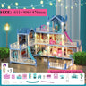 3d Assembly Diy Doll House Miniature Model Doll House Accessories Villa Princess Castle Led Lights Girl Birthday Gift Toy House