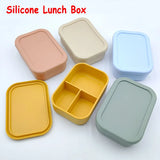 Silicone Bento Lunch Box For Kids  3-compartment Lunch Box Portable Picnic Lunch Box Leakproof Baby Food Container BPA Free