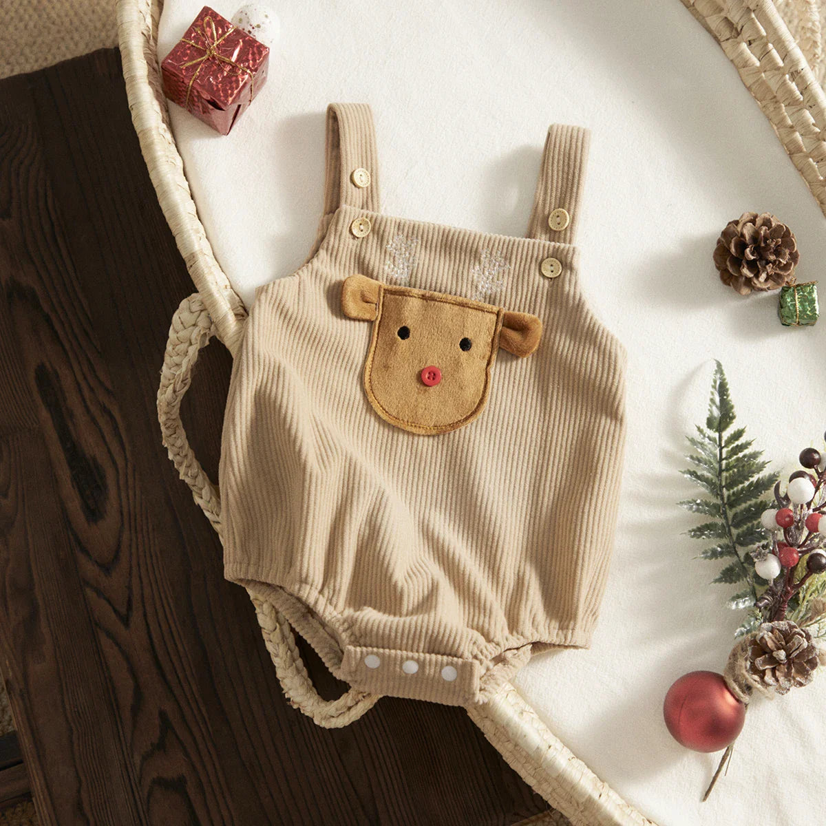 ma&baby 0-18M Christmas Newborn Baby Romper Toddler Infant Boys Girls Corduroy Deer Santa Jumpsuit Cute Xmas Costumes Clothing