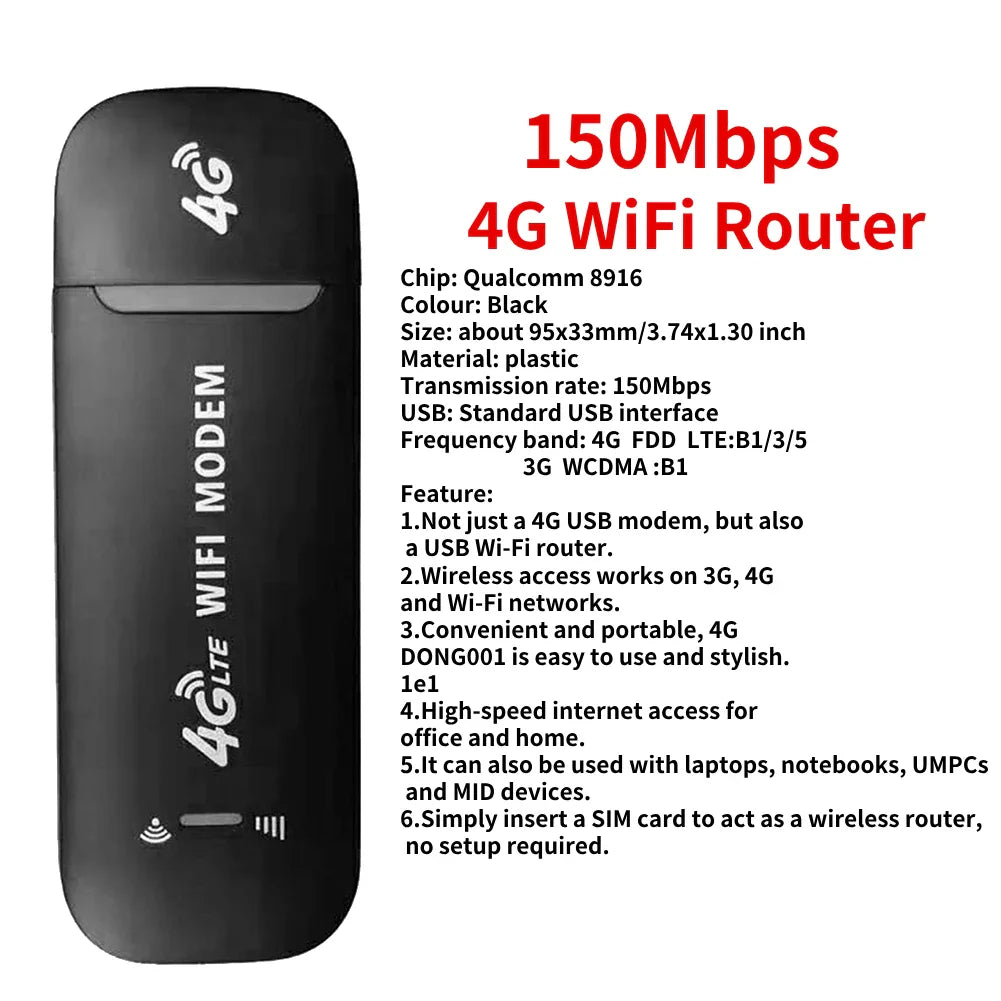 150Mbps 4G LTE WiFi Router Portable Pocket Wifi Router Mobile Hotspot Wireless Unlocked Modem With Sim Card Slot Repeate 2100mAh