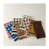 deer jonmi Korean Style New Winter Children Knitted Scarves Korean Style Thicken Warm Toddlers Kids Chic Plaid Shawl