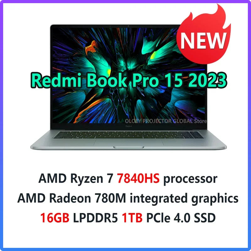 Xiaomi RedmiBook Laptop Pro15 2023 Ryzen R7-7840HS/R5 7640HS AMD Radeon 780M/760M 16G RAM 512G/1T SSD 15.6" 3.2K 120Hz Notebook