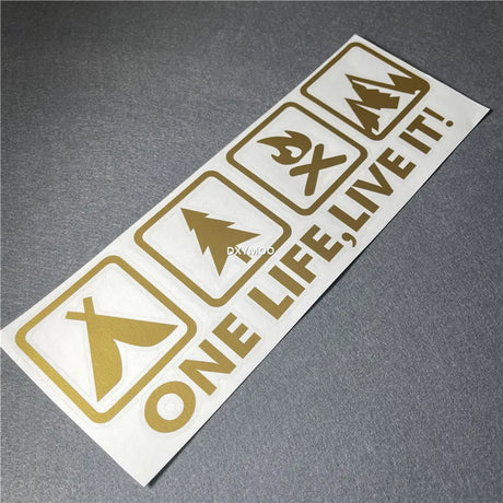 One Life Live it Camping Outdoor Enthusiast Car Sticker Wild Survival Quadruple Decal for Vehicle Auto Window Tail Body