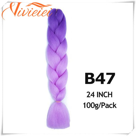 6 Pcs 24” Synthetic Braiding Hair Pink Jumbo Braids Hairstyles Purple Blue Blonde Ombre Hair Extensions For Women 100G/Pack