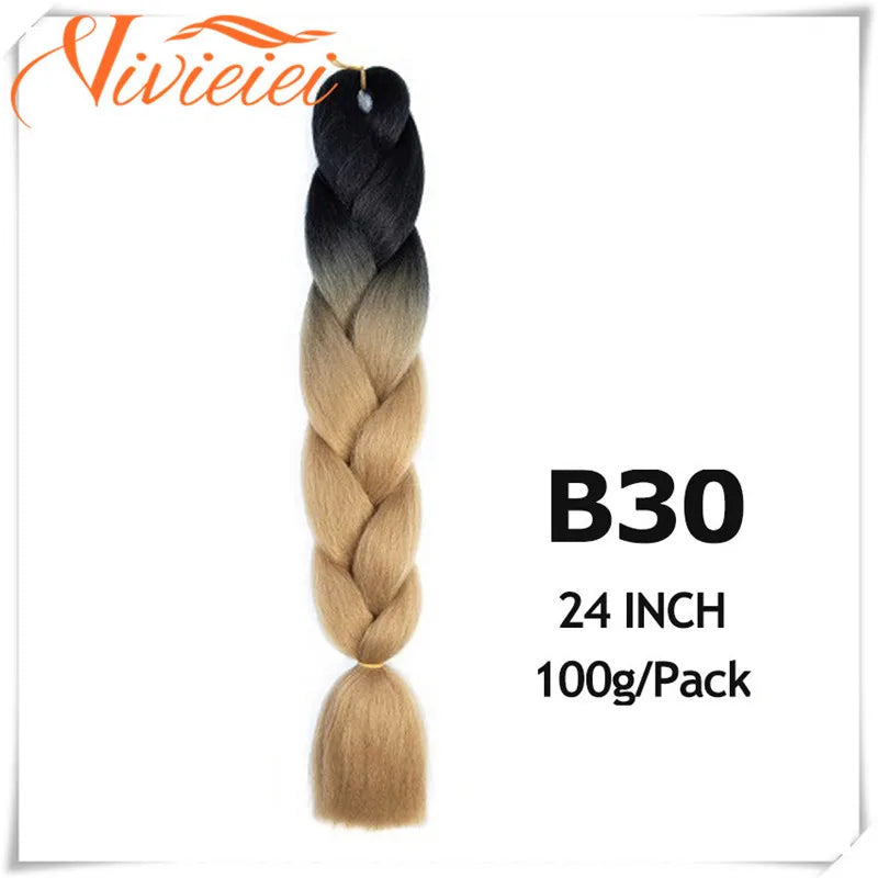 6 Pcs 24” Synthetic Braiding Hair Pink Jumbo Braids Hairstyles Purple Blue Blonde Ombre Hair Extensions For Women 100G/Pack