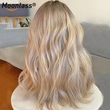 13x6 Ash Blonde Ombre Human Hair Wig Body Wave Brazilian Remy Hiar Lace Front Wigs For Women Preplucked HD Transparent Lace Wig