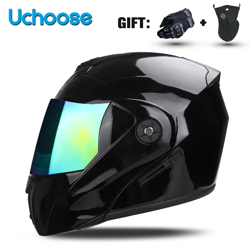 DOT Certification Uchoose Motorcycle Helmet Double Lens Cross Section Helmet Safety Modular Flip Helm Unisex Helmet With Visor