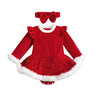 Ma&Baby 0-24M Christmas Baby Red Romper Newborn Toddler Infant Girl Velvet Ruffle Jumpsuit Xmas New Year Costumes D01