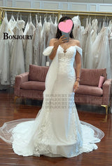 BONJOURY Classic 2023 Wedding Dresses Strapless Sweetheart For Women Mermaid Vestido De Noiva Satin Made To Order Bride Formal