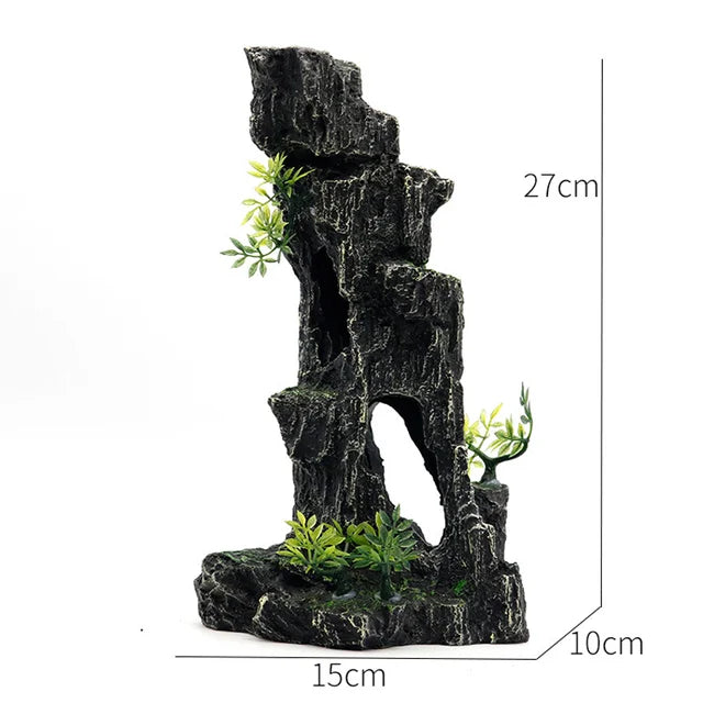 Fish Tank Plant Rockery Multi-style Aquarium Decoration,Resin Artificial Building Cave Aquarium Landscaping Ornament Decor