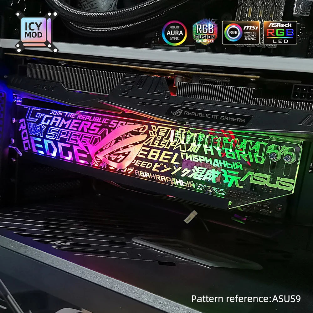 RGB VGA Holder Customize ARGB Horizontal GPU Bracket Video Card Support Graphics Stand Customizable AURA DIY PC Water Cooler CPU