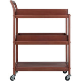 3-Shelf Wood Mobile Serving Cart With Lockable Wheels Walnut (94138) Space Saving Trolley for Kitchen Islands Push Cart Dolly