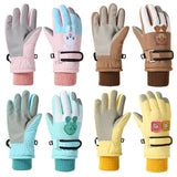 Cute Kids Winter Gloves for Girls Boys Thicken Windproof Children Ski Gloves Snow Sports Child Mittens for Snowboard 4-8Y