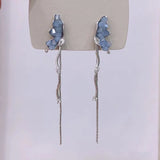 Trendy Round Crystal Drop Earrings For Women Luxury Sparkling Zircon Ginkgo Leaf Butterfly Long Tassel Wedding Jewelry Gift