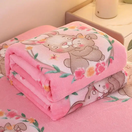 Sanrio hello kitty comforter Girl Spring Autumn Winter Flannelette Blanket Cartoon Cute Bed Sheet Quilt Student Dormitory duvet