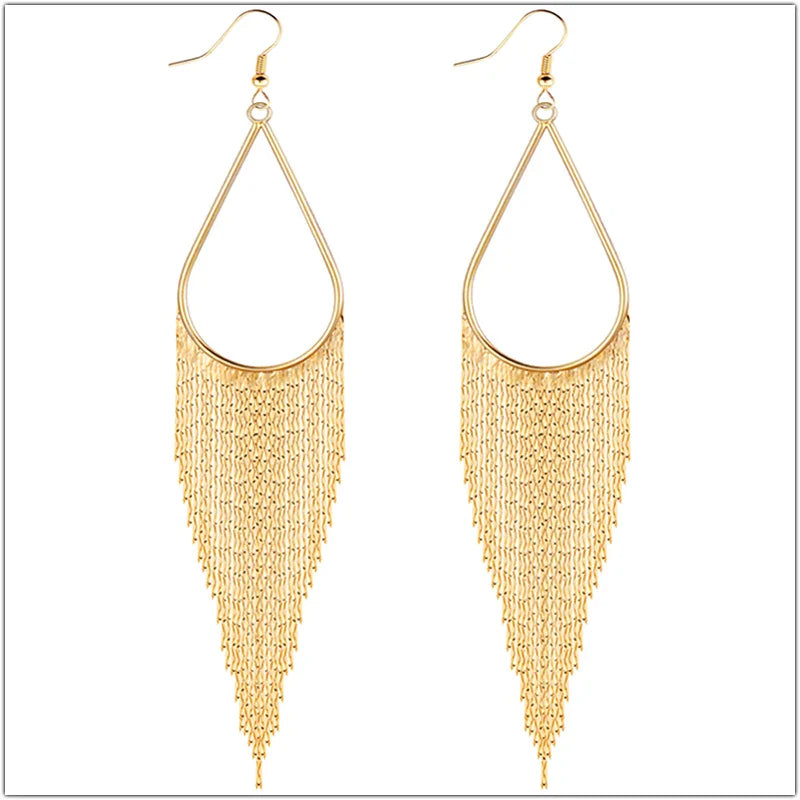 Baroque Long Tassels Dangle Earrings for Women Accessories Wedding Bride Big Water Drop Earring Fashion Jewelry Friendship Gifts