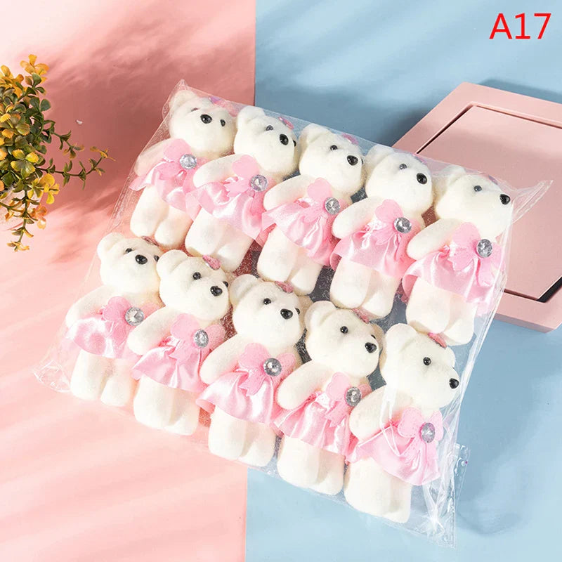 10/12Pcs/Lot Soft Stuffed Bear Plush Toys Mini Teddy Bear Dolls Toy Small Gift for Party Wedding Keychain Bag Pendant Teddy Doll