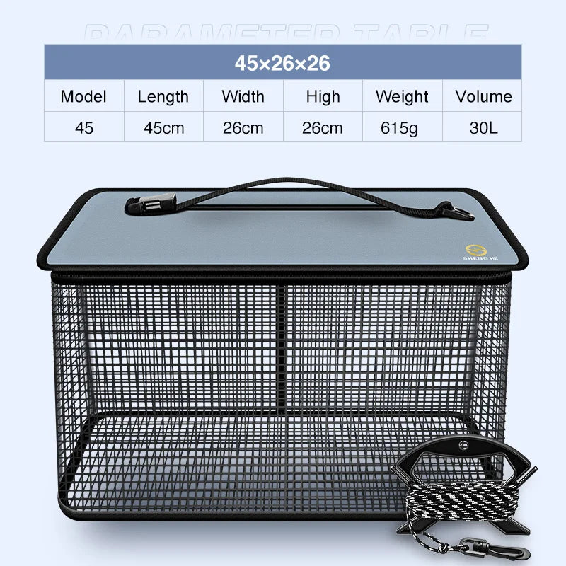 2023 Folding Fish Guard Net Multifunction Metal EVA Bucket Fishing Box Thicken Live Fish Case Outdoor Fishing Tackle Gear XA132