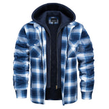 MAGCOMSEN Men's Flannel Shirt Jacket with Removable Hood Plaid Quilted Lined Casual Outerwear Winter Thermal Windbreaker Jackets