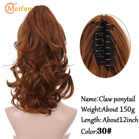 MEIFAN Long Synthetic Wavy Clip in Hair Ponytail Hair Wigs Extensions Style Claw Pony Tail Hairpiece for Women Cosplay Party