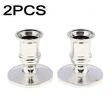 2pcs Candle Holder Candle Base Plastic Candlestick Silver Gold Conical Various Festivals Fireplace Holder For Electronic Candles