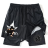 New Print Anime Shorts Men Women 2 in 1 Quick Dry Mesh Gym Shorts to Fitness Running Summer Black Performance Scanties