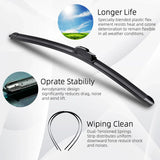 For Renault Megane 2 2002-2006 Car Front Rear Wiper Blades Soft Rubber Windscreen Wipers Auto Windshield 24"18"9" 2003 2004 2005