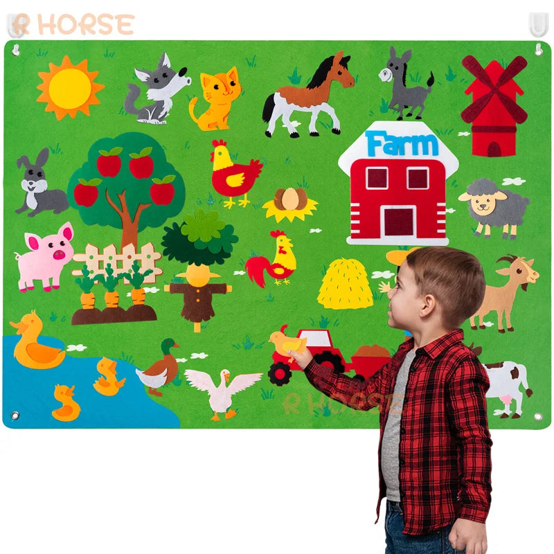 Felt Board Stories Set Montessori Ocean Farm Insect  Animal Family Interactive Preschool Early Learning Toddlers Toys for Child