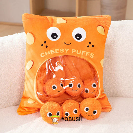 Cartoon Ramen Puff Cookie Bag Bubble Tea Plush Pillow Stuffed Kawaii Animals Axolotl Yellow Duck Bat Bunny Small Balls Candy Bag