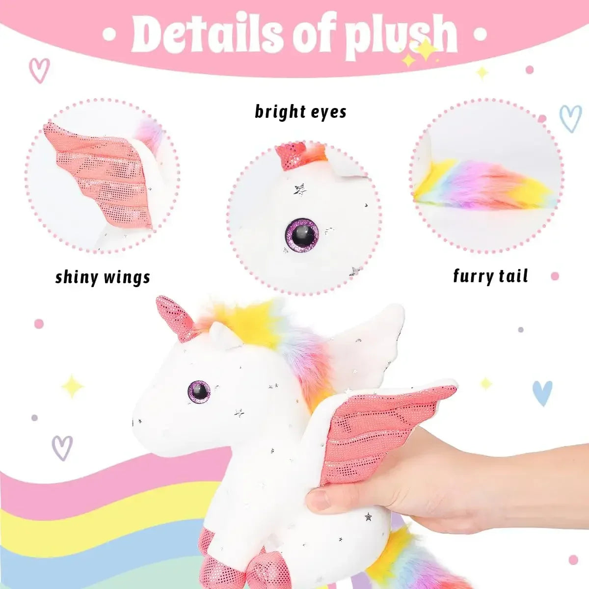 Plush Unicorn Stuffed Animal Cute Plush Toy Gift for Girls Soft Pillow Birthday Present Unicorn Stuff for Baby Toddler Kids