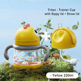 Bc Babycare 220ml Baby Sippy+Straw Cups Lid Set Gravity Ball 360° Drinking Water Bottles Leak-proof Dinosaur Shape Handle Cup