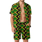 Jamaican Flag Men Sets Jamaica Cushion Aesthetic Casual Shirt Set Short-Sleeve Design Shorts Summer Vacation Suit Plus Size 3XL