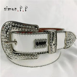 2024 Luxury Strap Men Women Rhinestones Belt Western Bling Bling Crystal Diamond Studded Belts