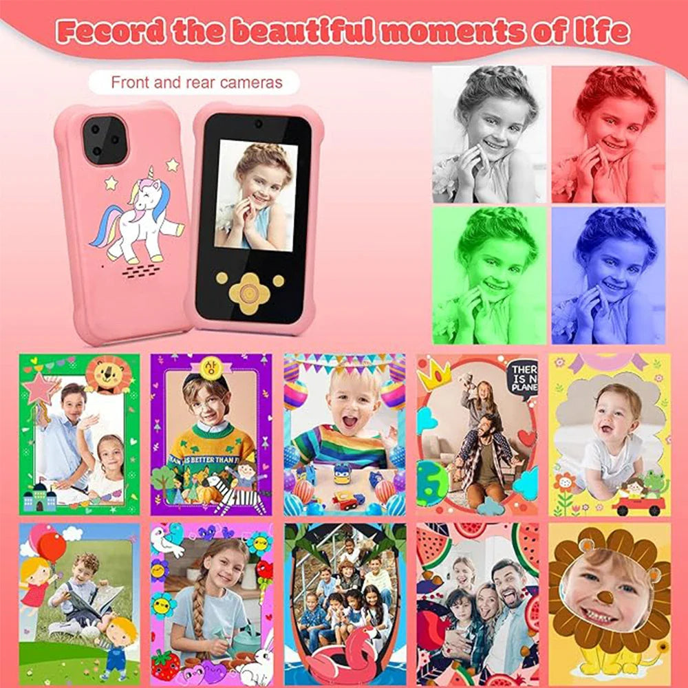 Kids Smart Phone 1080P Digital Dual Lens Selfie Camera Toys for Girls Boys Toddle Christmas Birthday Gift Record Life Baby Phone