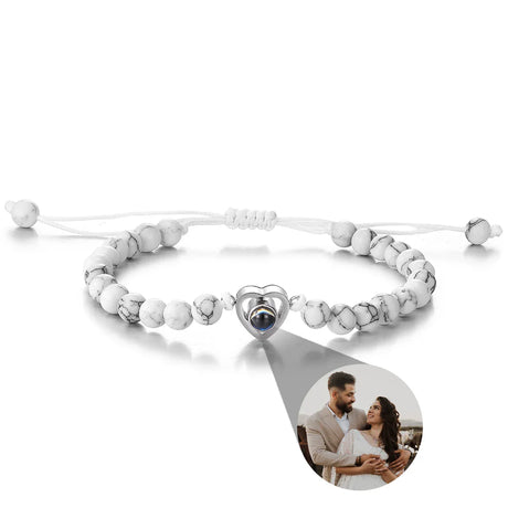 Custom Natural Stone Bracelet Personalized Photo Projection Bracelet Custom Stainless Steel Projection Bracelets Memory Jewelry