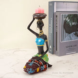 Creative Europe African Black Figure Sculpture Candle Holder, Home Crafts Cafe Theme Decoration Desktop Bar Resin Decoration 1Pc