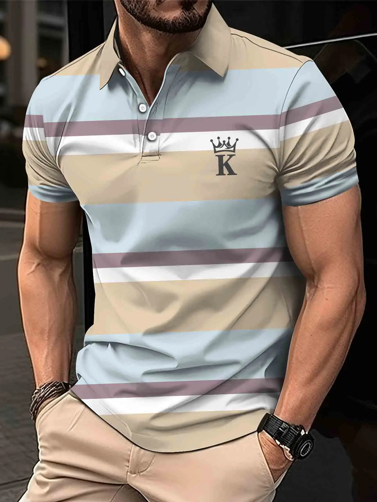 Euro size Fashion Boutique Men's Polo Shirt Summer Casual Business Versatile Clothing Comfortable Breathable Polo sleeve Top