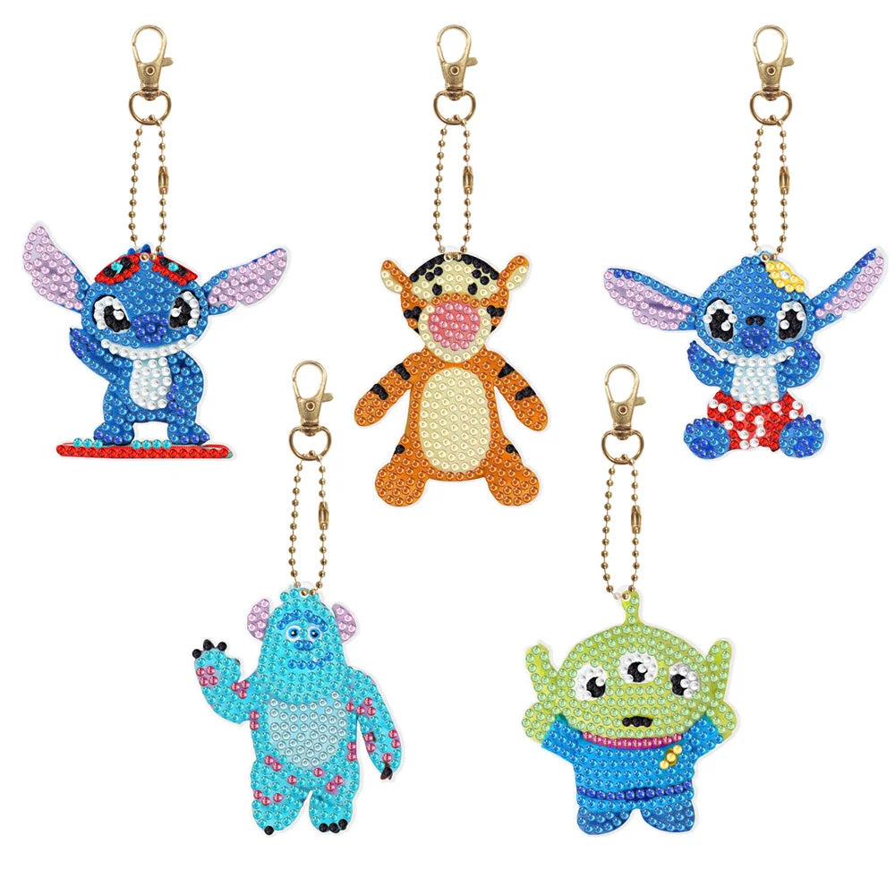 Disney animal key DIY Diamond Painting Keychain Embroidery Keychain DIY Cartoon Frozen Point Drill Pendant Gift