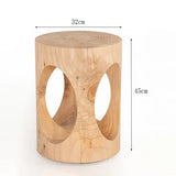 Creative Solid Wood Stool Log Pouf Sitting Stool Household Side Table Stump Hotel Decoration Coffee Table Creative Round Stool