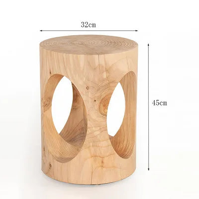 Creative Solid Wood Stool Log Pouf Sitting Stool Household Side Table Stump Hotel Decoration Coffee Table Creative Round Stool