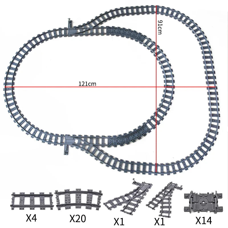 City Trains Train Track Rail Bricks Model Toy Soft Track Cruved Straight For Kids Gift Compatible All Brands Flexible Railway