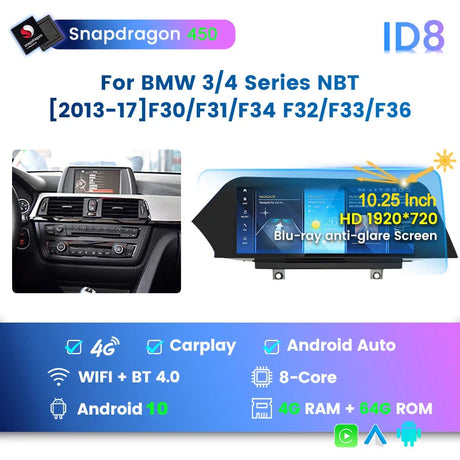 Anti-glare Screen Snapdragon 662 Android 12 All In One Car Intelligent System For BMW 3 Series F30 F31 F34 /4 Series F32 F33